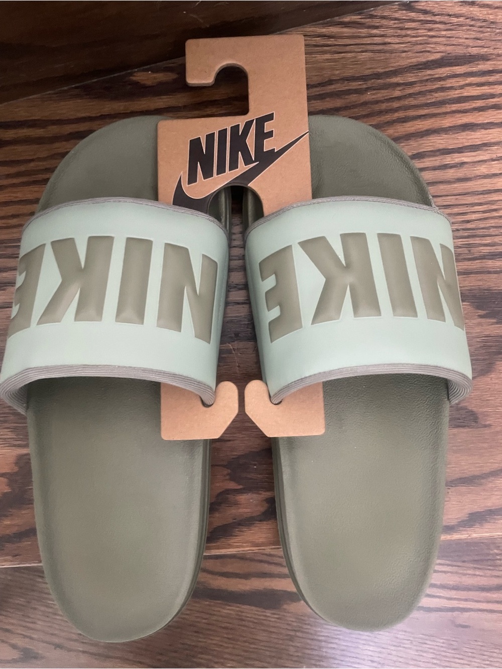 Nike men’s Slide Sandals in Olive and Mint